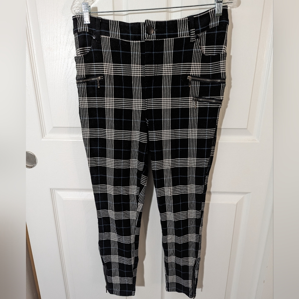 Blue/Black/White Plaid, Torrid, stretch ponte pants, 16